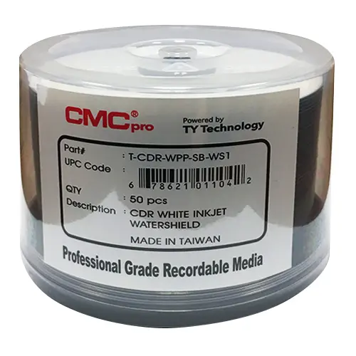 CMC CD-R 700MB 50/SP White Inkjet Watershield (TCDRWPPSBWS1)