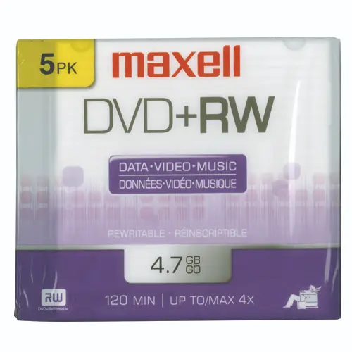 [MAX634045] Maxell DVD+RW 4.7GB DVD+RW in Slim JC, 5/PK (634045)